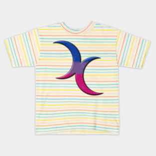Bisexual Pride Flag Colored Crescent Moons Symbol Kids T-Shirt