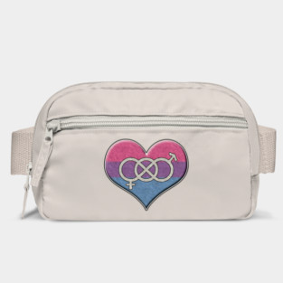 Large Bisexual Pride Flag Colored Heart with Gender Knot Symbol Bag