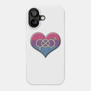 Large Bisexual Pride Flag Colored Heart with Gender Knot Symbol Phone Case