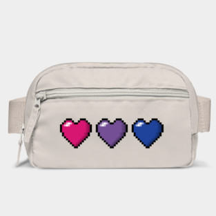 Row of Three Bisexual Pride Flag Pixel Hearts Bag