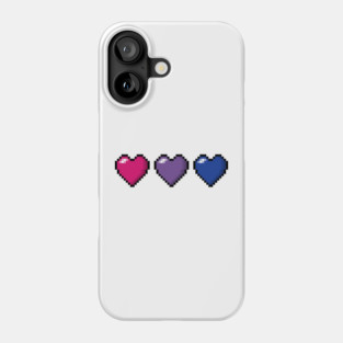 Row of Three Bisexual Pride Flag Pixel Hearts Phone Case