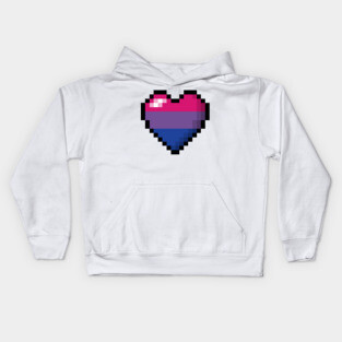 Large Pixel Heart Design in Bisexual Pride Flag Colors Kids Hoodie