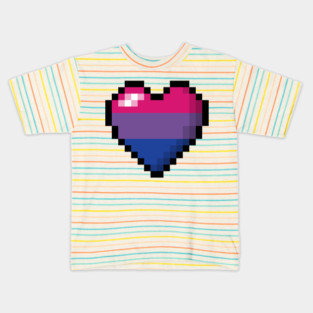 Large Pixel Heart Design in Bisexual Pride Flag Colors Kids T-Shirt