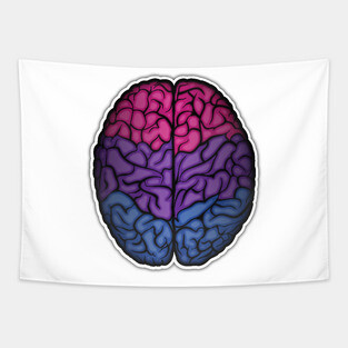 Large Bisexual Pride Flag Colored Brain Vector Tapestry