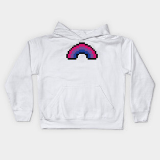 Pixel Rainbow Design in Bisexual Pride Flag Colors Kids Hoodie