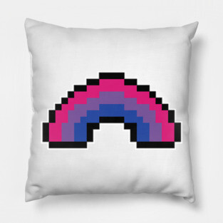 Pixel Rainbow Design in Bisexual Pride Flag Colors Pillow