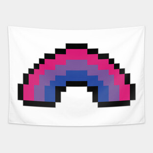 Pixel Rainbow Design in Bisexual Pride Flag Colors Tapestry