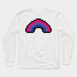 Pixel Rainbow Design in Bisexual Pride Flag Colors Long Sleeve T-Shirt