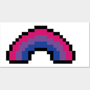 Pixel Rainbow Design in Bisexual Pride Flag Colors Posters and Art
