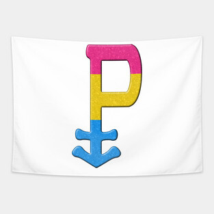 Pansexual Symbol in Pride Flag Colors Tapestry