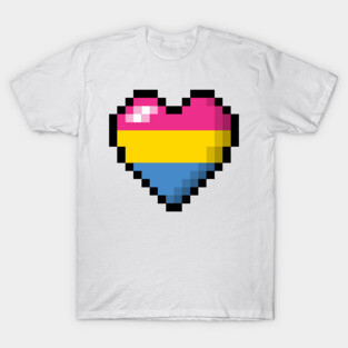 Large Pixel Heart Design in Pansexual Pride Flag Colors T-Shirt