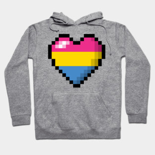 Large Pixel Heart Design in Pansexual Pride Flag Colors Hoodie