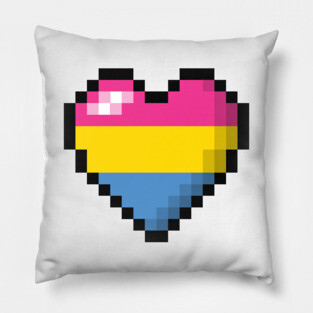 Large Pixel Heart Design in Pansexual Pride Flag Colors Pillow
