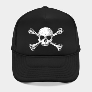 Skull and Crossbones 1 White - Distressed Hat