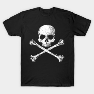 Skull and Crossbones 2 - White Distressed T-Shirt