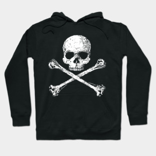 Skull and Crossbones 2 - White Distressed Hoodie