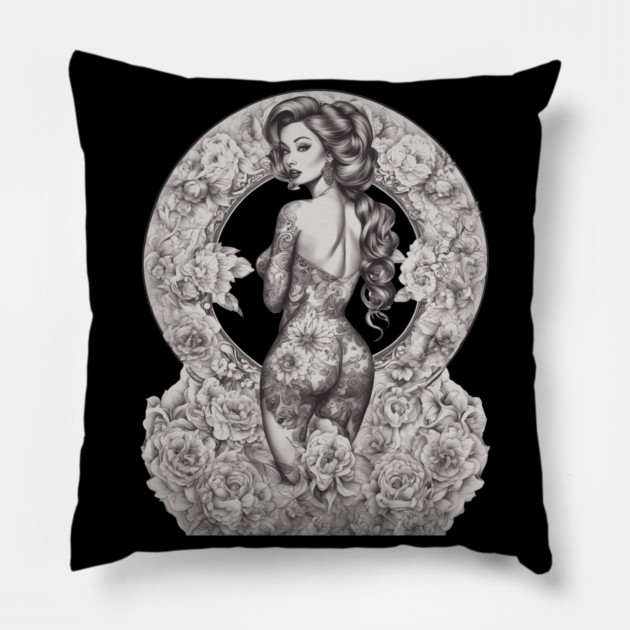 Inked Cover Girl Pillow by animegirlnft