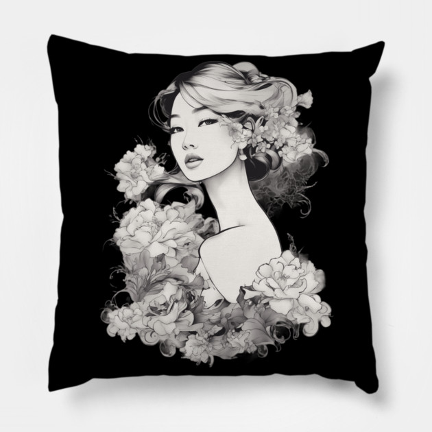 Asian Lady Pillow by animegirlnft