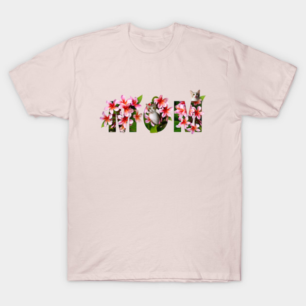 Mom Cat Floral Text (Frangipani) T-Shirt by leBoosh-Designs