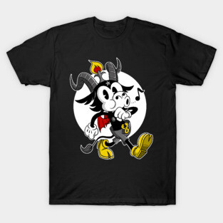 Atheist Satan Cute Baphomet occult dark goat whistling old Cartoon T-Shirt