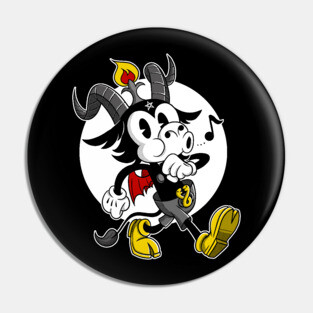 Atheist Satan Cute Baphomet occult dark goat whistling old Cartoon Pin