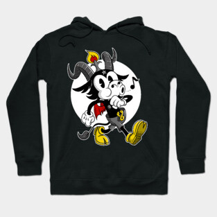 Atheist Satan Cute Baphomet occult dark goat whistling old Cartoon Hoodie