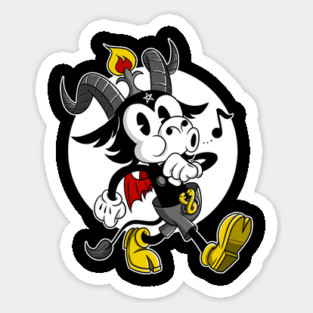 Atheist Satan Cute Baphomet occult dark goat whistling old Cartoon Sticker