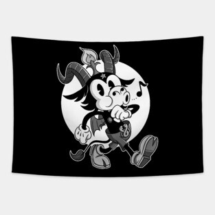 Blackcraft Atheist Satan Baphomet goat Retro Cartoon BN Lucifer Tapestry