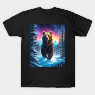 Grizzly Bear In Snow Covered Forests T-Shirt