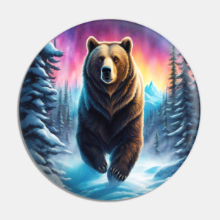 Grizzly Bear In Snow Covered Forests Pin