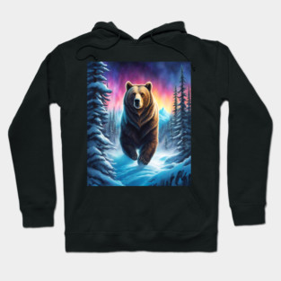 Grizzly Bear In Snow Covered Forests Hoodie