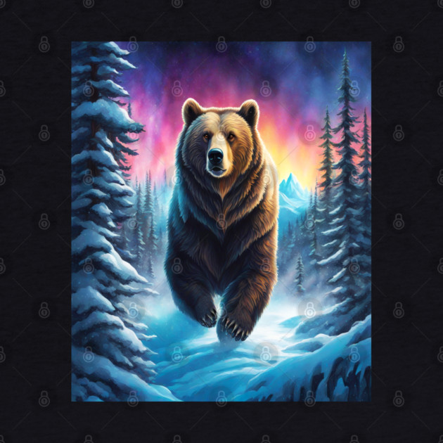 Grizzly Bear In Snow Covered Forests by BirdsnStuff