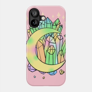 Pastel Goth Crystal Cluster Moon Kawaii Witchy Phone Case