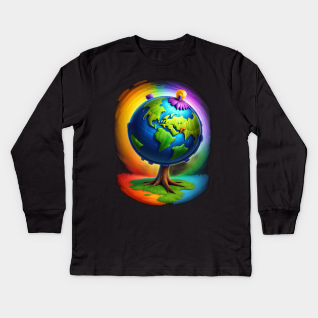 Earth Day Celebration Kids Long Sleeve T-Shirt by Pixel Threads 