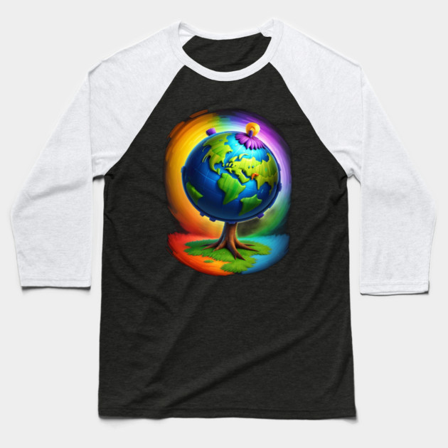 Earth Day Celebration Baseball T-Shirt by Pixel Threads 