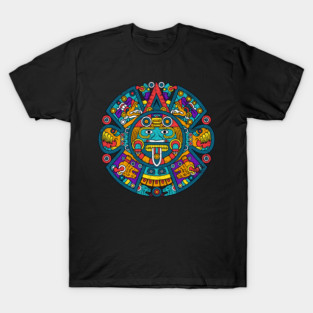 Aztec Calendar - Colorful Design T-Shirt