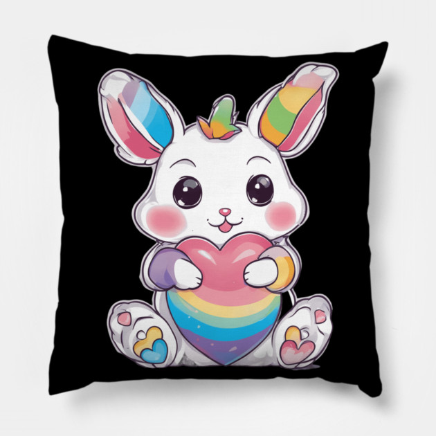 Rainbow Buny Pillow by animegirlnft