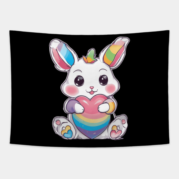 Rainbow Buny Tapestry by animegirlnft