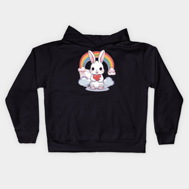 Rainbow Baby Rabbit Kids Hoodie by animegirlnft