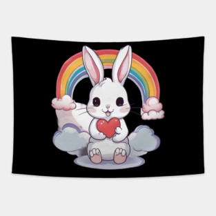 Rainbow Baby Rabbit Tapestry