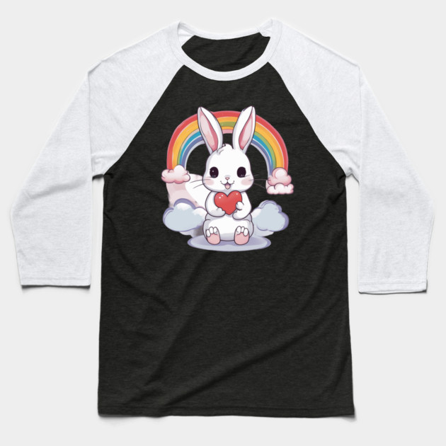 Rainbow Baby Rabbit Baseball T-Shirt by animegirlnft