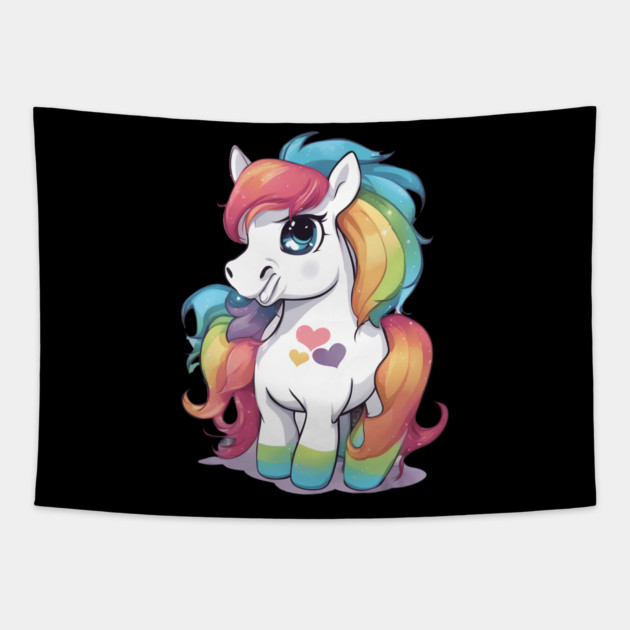 Rainbow Baby Pony Tapestry by animegirlnft