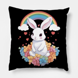 Rainbow Bunny Love Pillow