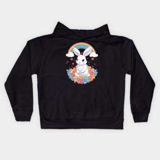 Rainbow Bunny Love Kids Hoodie