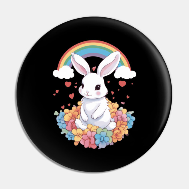 Rainbow Bunny Love Pin by animegirlnft