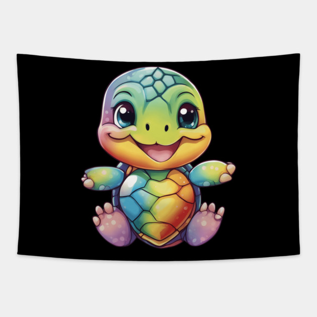 Kawaii Turtle Tapestry by animegirlnft