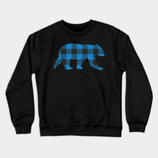 Gay Bear Blue Buffalo Check Plaid Bear | BearlyBrand Crewneck Sweatshirt