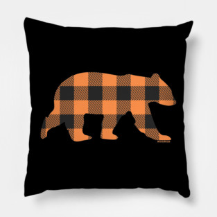 Orange Gay Bear Buffalo Check Plaid Bear | BearlyBrand Pillow