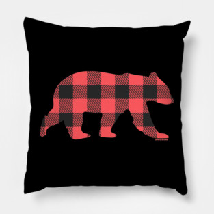 Red Gay Bear Buffalo Plaid Check Bear | BearlyBrand Pillow