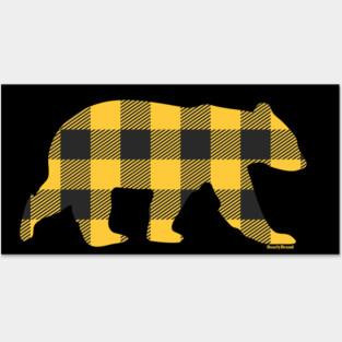 Gay Bear Yellow Buffalo Plaid Pattern | BearlyBrand Posters and Art